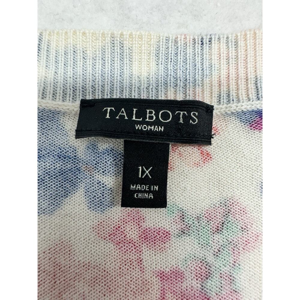 Talbots Womens Size 1X Cardigan Sweater Multi Floral Pattern 3/4 Sleeve - Picture 2 of 6